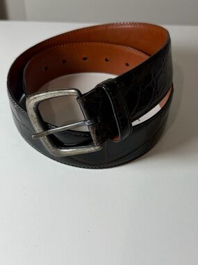 Ralph Lauren 28” Genuine American Alligator Made in Italy Belt Silver Buckle Lux